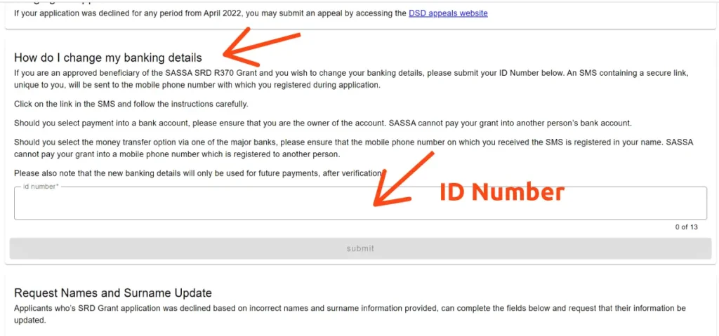 Steps to change SASSA SRD (R350) Banking details