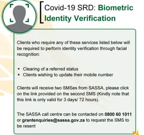 SASSA Biometric Verification for SRD (R350) Grant