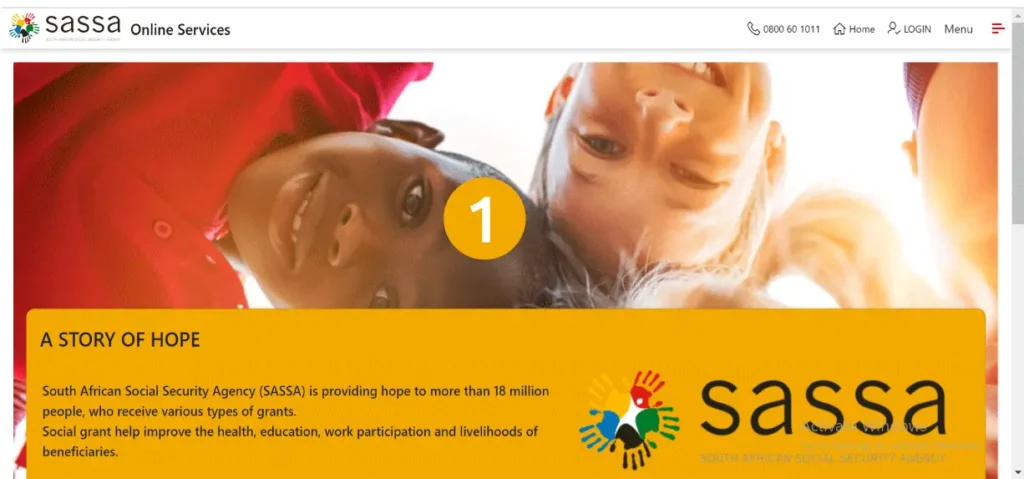 SASSA Child Support Grant Online Application Process step 1
