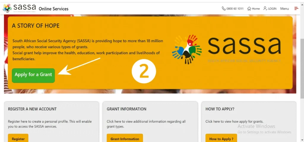 SASSA Child Support Grant Online Application Process step 2
