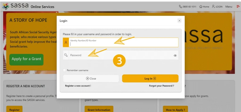 SASSA Child Support Grant Online Application Process step 3
